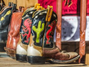 Custom cowboy boots on display in Pendleton, Oregon