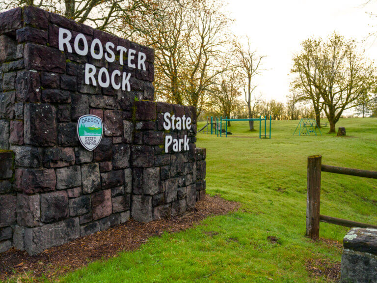 Entry sign at Rooster Rock State Park